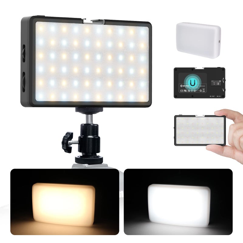 MOMAN LED Video Light, Moman Camera Light for Photography, Portable 5000mAh Video Recording Lights with Cold Shoe, Mini Light CRI 98+ Dimmable 2500-9000K Video Lighting, On-Camera-LED-Video-Light - Image 1